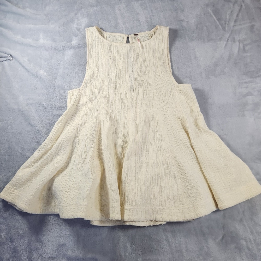 Free People Trapeze Fit & Flare Dress S Pale Yellow Boho Mini Cottagecore Beach